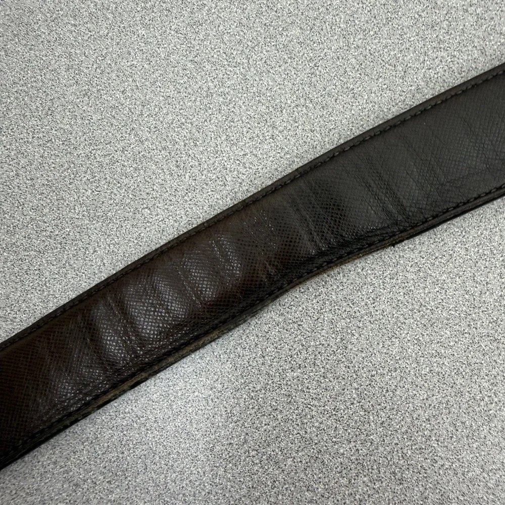 Coach Belt Mens 42 Black Brown Reversible Crossgrain Leather Silver Buckle